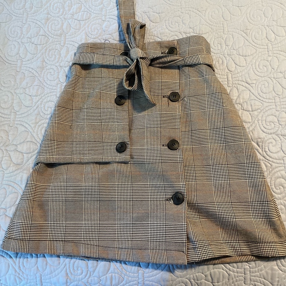 Grey plaid mini skirt